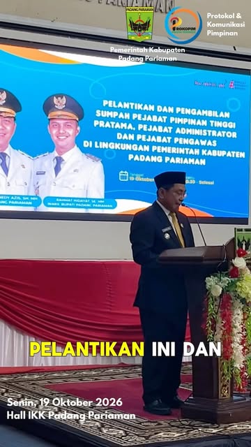 Pelantikan Pejabat Pimpinan Tinggi Pratama oleh Bupati Padang Pariaman